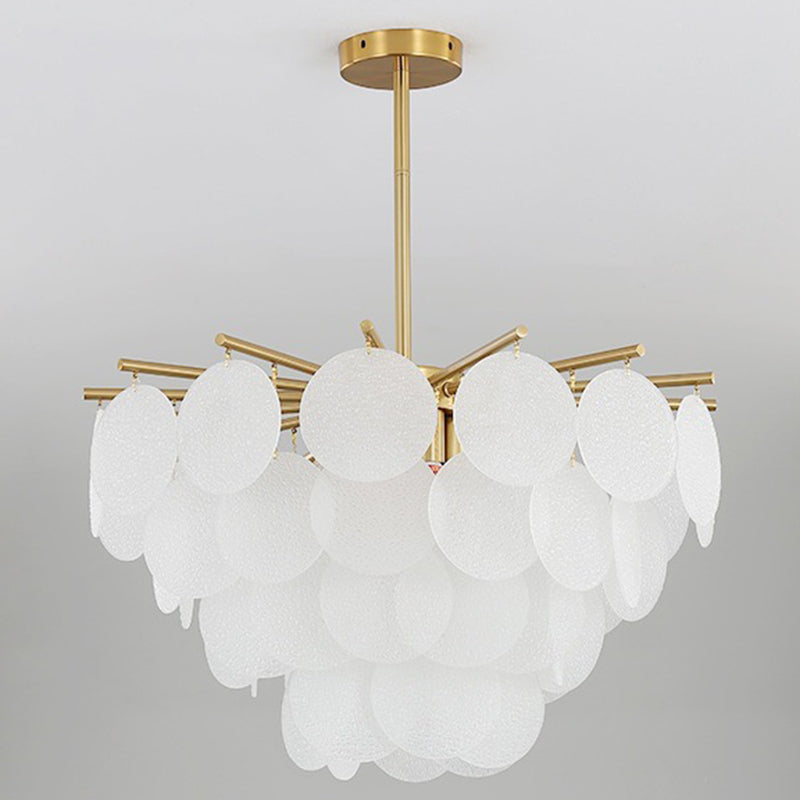 Contemporary Scandinavian Tapered Round Branch Glass Iron 6/8/10 Lights Chandelier For Living Room