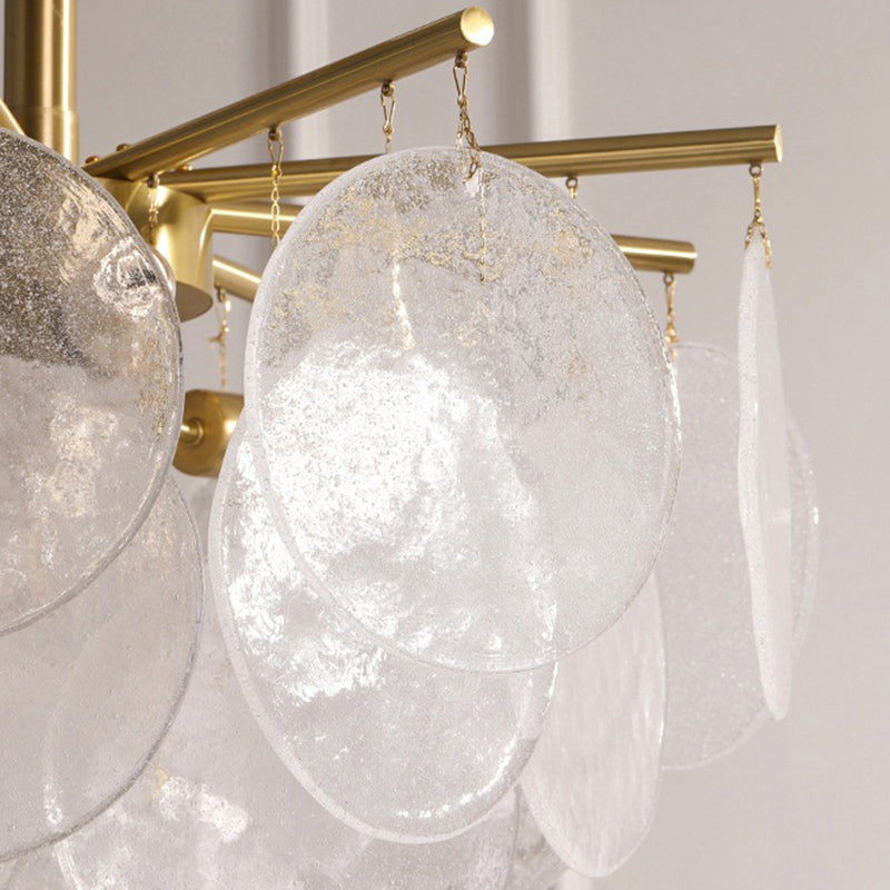 Contemporary Scandinavian Tapered Round Branch Glass Iron 6/8/10 Lights Chandelier For Living Room