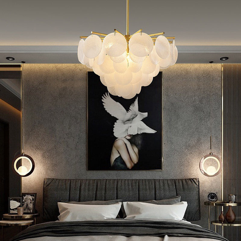 Contemporary Scandinavian Tapered Round Branch Glass Iron 6/8/10 Lights Chandelier For Living Room