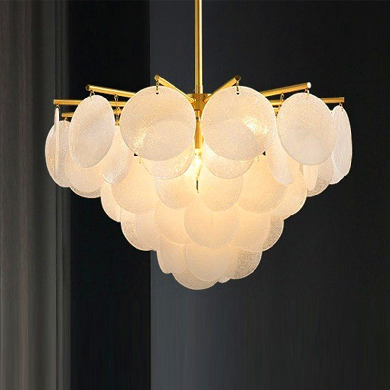 Contemporary Scandinavian Tapered Round Branch Glass Iron 6/8/10 Lights Chandelier For Living Room