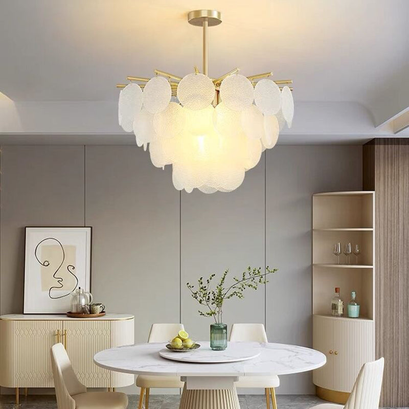 Contemporary Scandinavian Tapered Round Branch Glass Iron 6/8/10 Lights Chandelier For Living Room