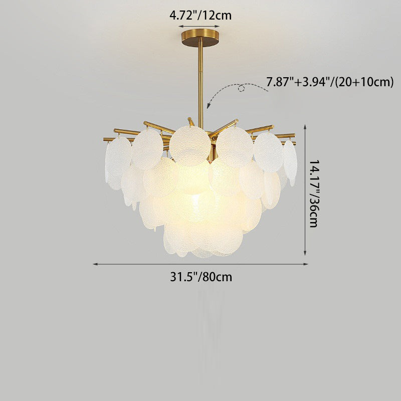 Contemporary Scandinavian Tapered Round Branch Glass Iron 6/8/10 Lights Chandelier For Living Room