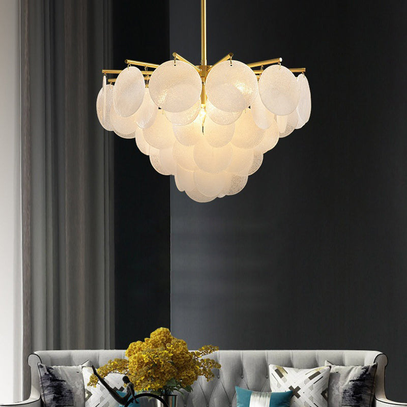 Contemporary Scandinavian Tapered Round Branch Glass Iron 6/8/10 Lights Chandelier For Living Room