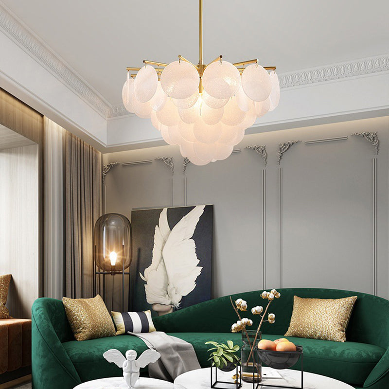 Contemporary Scandinavian Tapered Round Branch Glass Iron 6/8/10 Lights Chandelier For Living Room