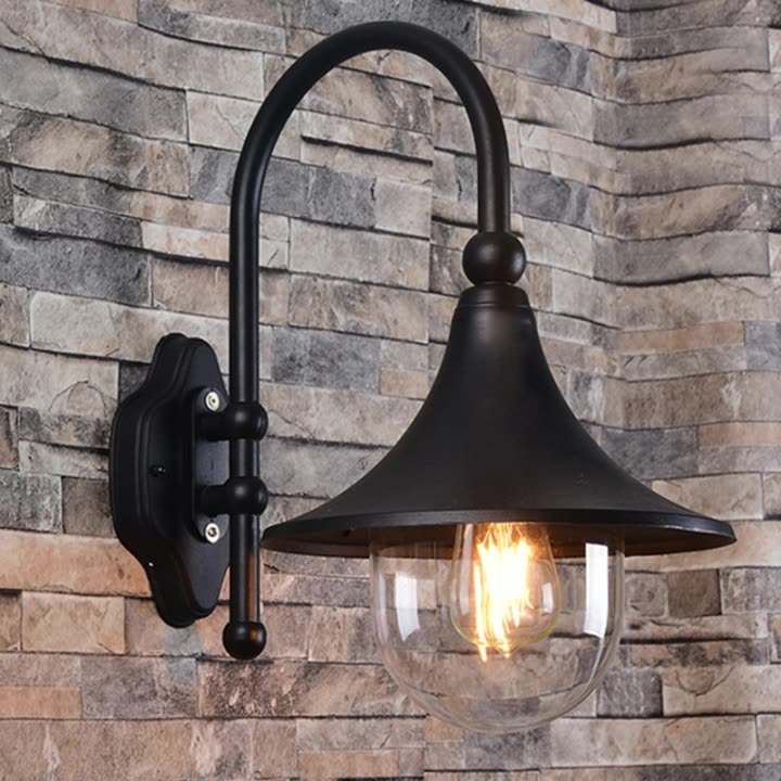 Contemporary Industrial Waterproof Aluminum PVC Conic Horn 1-Light Wall Sconce Lamp For Outdoor Patio