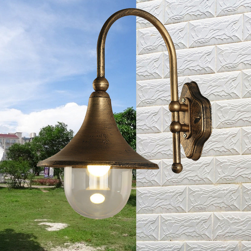 Contemporary Industrial Waterproof Aluminum PVC Conic Horn 1-Light Wall Sconce Lamp For Outdoor Patio