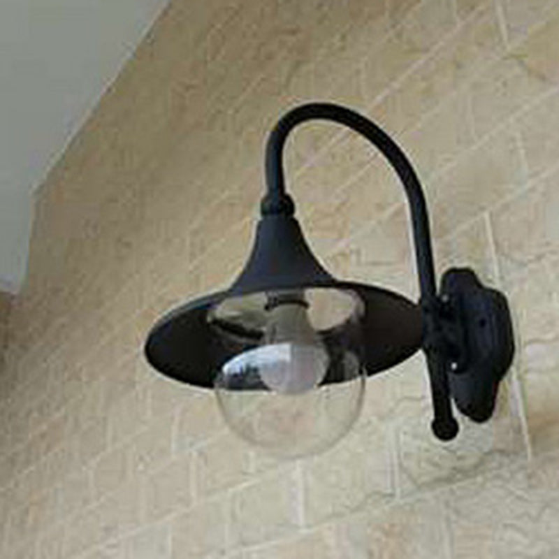 Contemporary Industrial Waterproof Aluminum PVC Conic Horn 1-Light Wall Sconce Lamp For Outdoor Patio