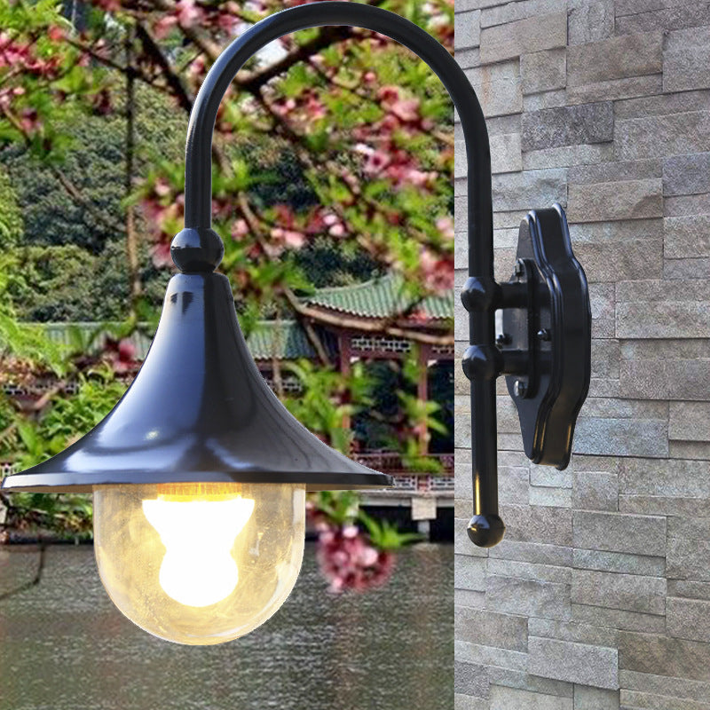 Contemporary Industrial Waterproof Aluminum PVC Conic Horn 1-Light Wall Sconce Lamp For Outdoor Patio