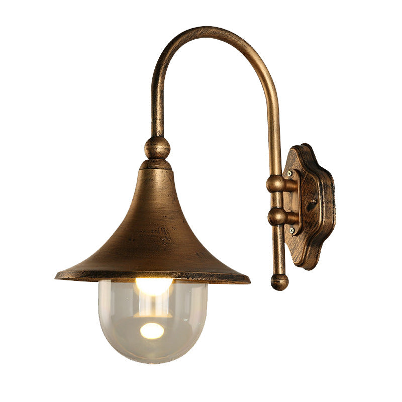 Contemporary Industrial Waterproof Aluminum PVC Conic Horn 1-Light Wall Sconce Lamp For Outdoor Patio