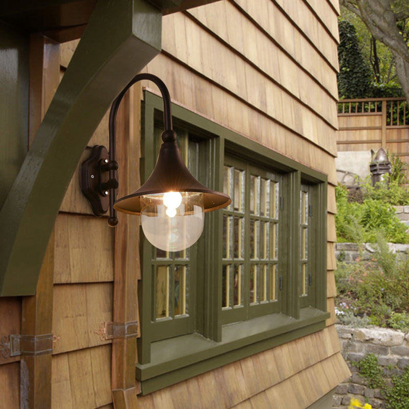 Contemporary Industrial Waterproof Aluminum PVC Conic Horn 1-Light Wall Sconce Lamp For Outdoor Patio