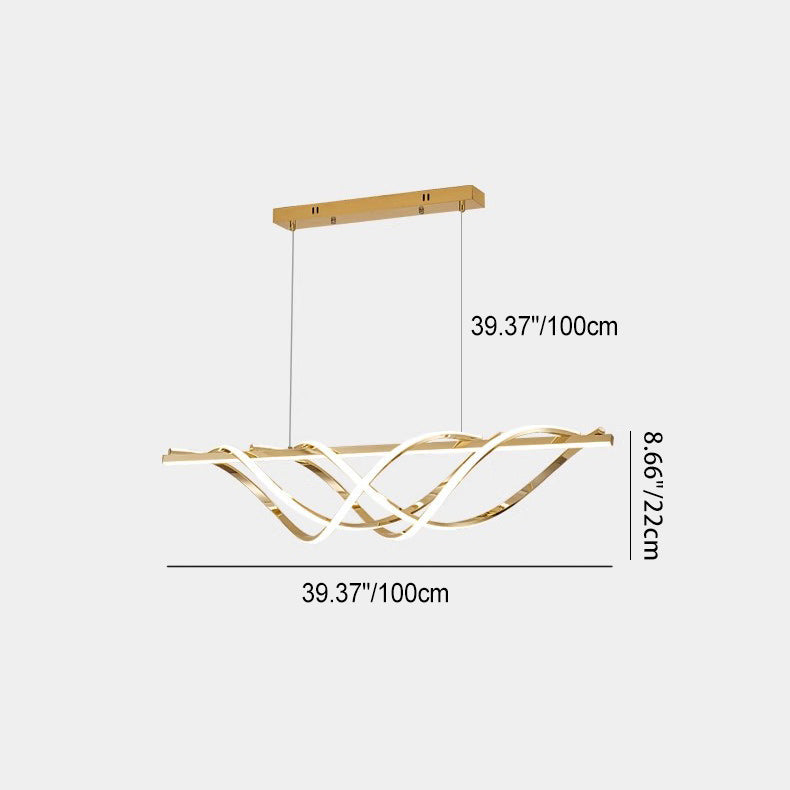 Contemporary Art Deco Aluminum Silica Strip Geometrical LED Chandeliers Island Light For Dining Room