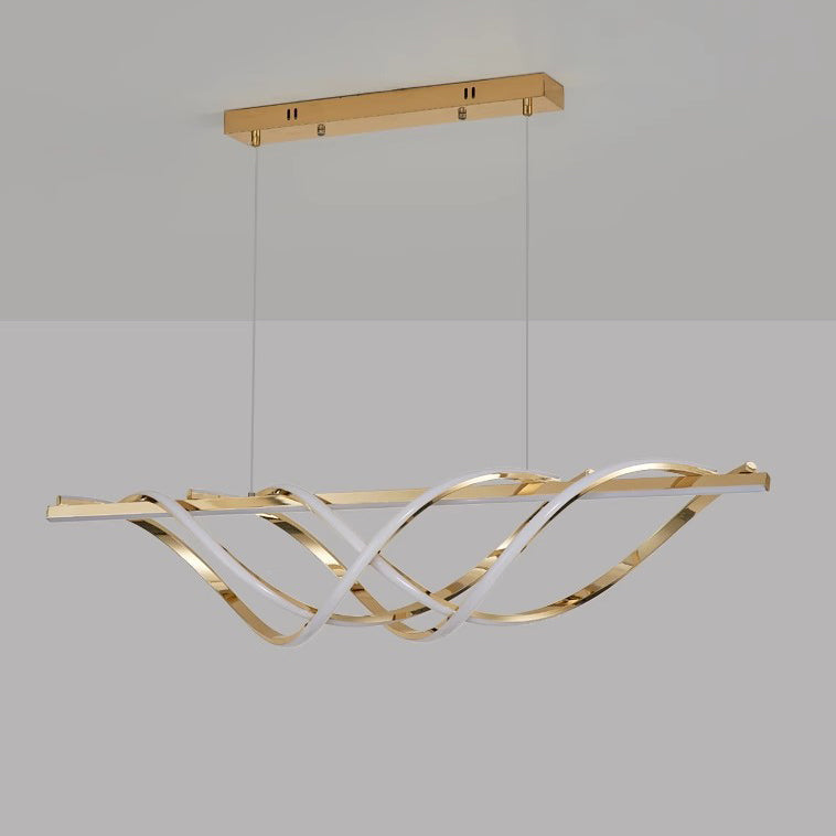 Contemporary Art Deco Aluminum Silica Strip Geometrical LED Chandeliers Island Light For Dining Room