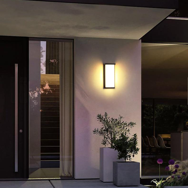 Modern Minimalist Waterproof Aluminum PC Rectangular LED Wall Sconce Lamp For Outdoor Patio