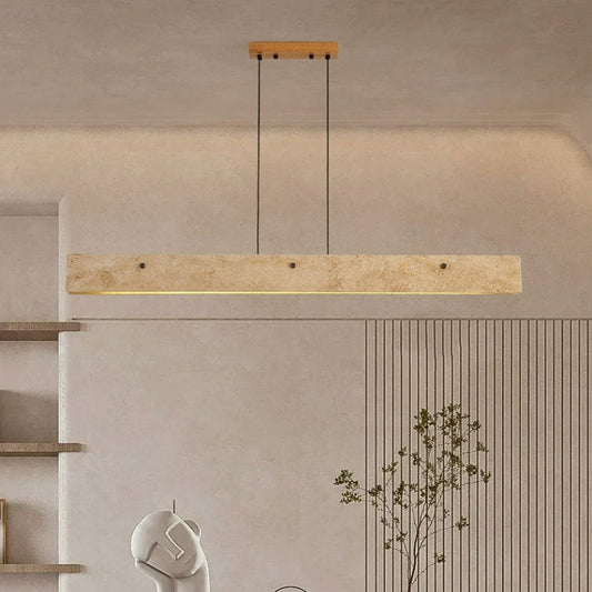 Traditional Japanese Travertine Aluminum Strip Rectangular LED Chandeliers Island Light For Dining Room