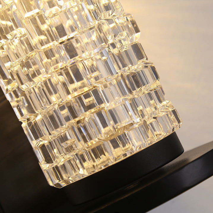 Modern Luxury Waterproof Stainless Steel Acrylic Imitation Crystal Cylinder LED Wall Sconce Lamp For Outdoor Patio