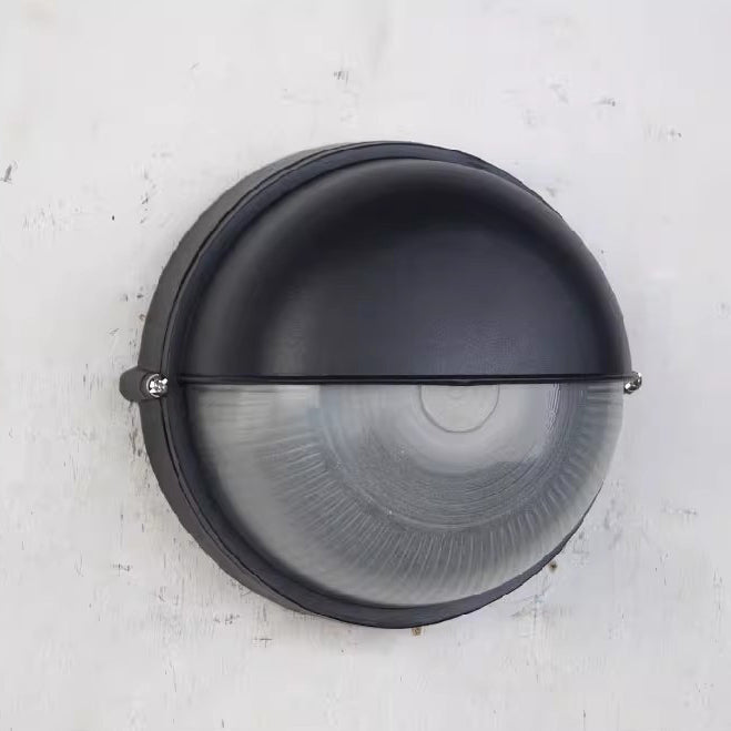 Contemporary Industrial Waterproof Aluminum Glass Frosted Round 1-Light Wall Sconce Lamp For Outdoor Patio