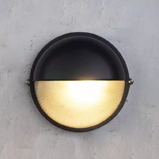 Contemporary Industrial Waterproof Aluminum Glass Frosted Round 1-Light Wall Sconce Lamp For Outdoor Patio