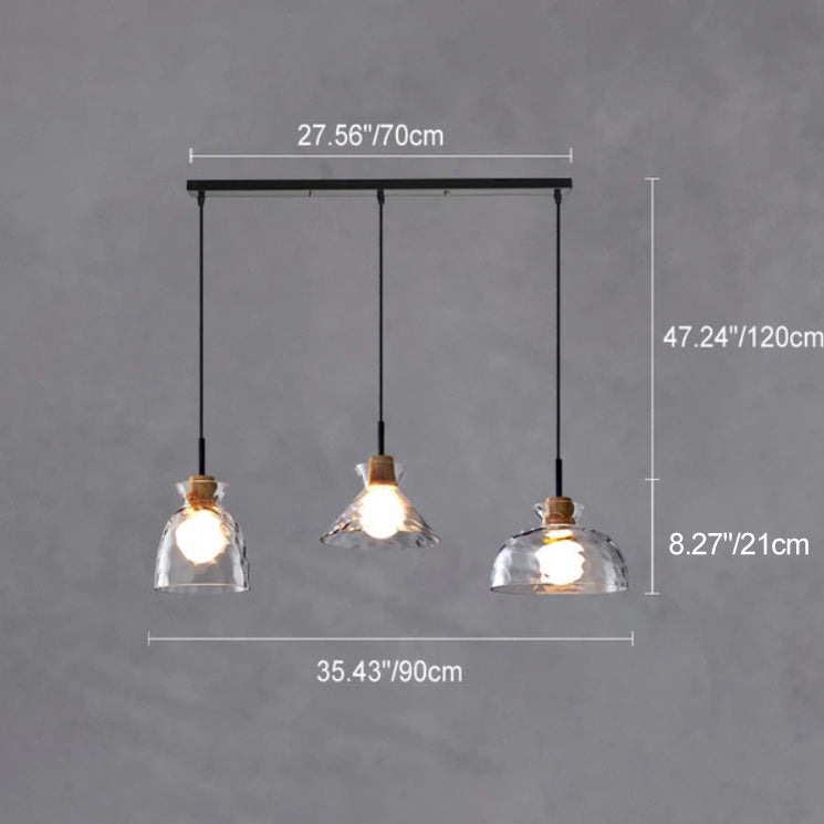 Nordic Clear Rippled Glass Shaded 1-Light Pendant Light