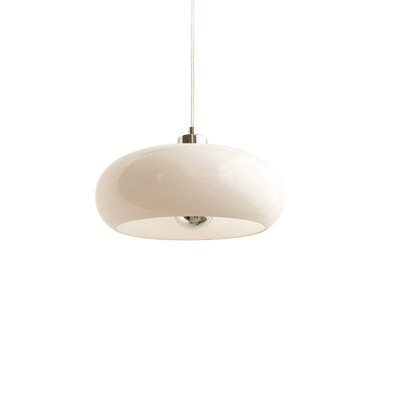 Vintage White / Orange Glass Dome 1-Light Pendant Light
