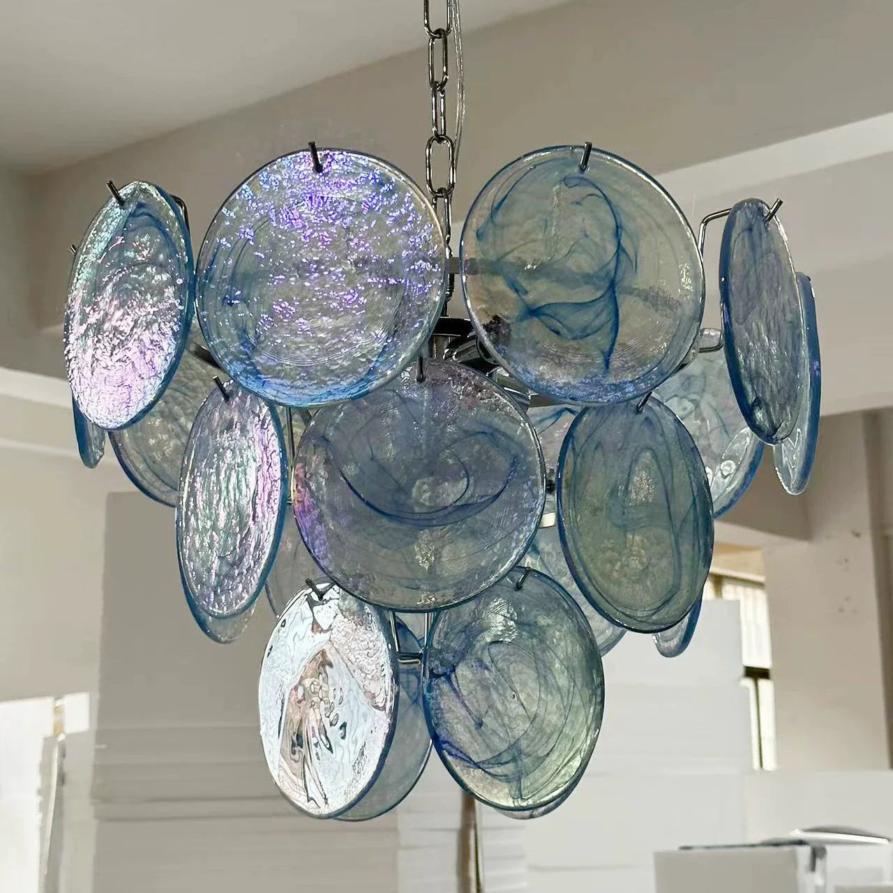 Traditional French Flower Shaped Iron Glass 5/9/12 Light Chandelier For Living Room
