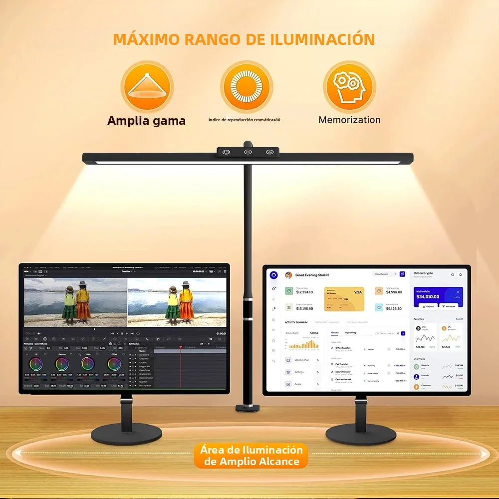 Single Double Triple Head LED Clip Desk Lamp Dimmable USB Eye-Caring Architect Table Studio Recording Lamp Computer Monitor Light for Office