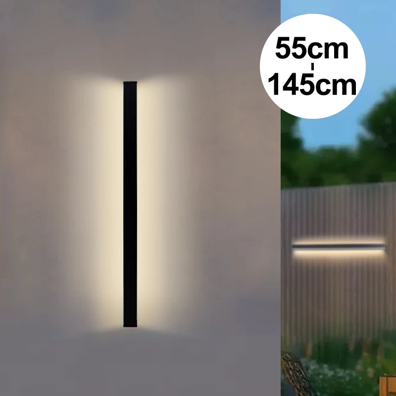 Nordic LED Outdoor Wall Light IP65 Waterproof Modern Long Strip Exterior Wall Lamp Garden Porch Patio Lighting  AC 85–265V Minimalist Linear Wall Fixture