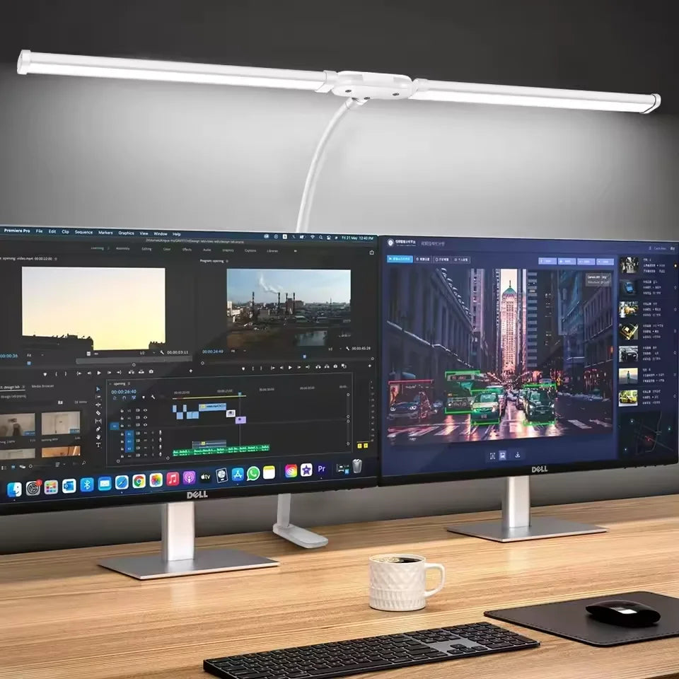 Single Double Triple Head LED Clip Desk Lamp Dimmable USB Eye-Caring Architect Table Studio Recording Lamp Computer Monitor Light for Office