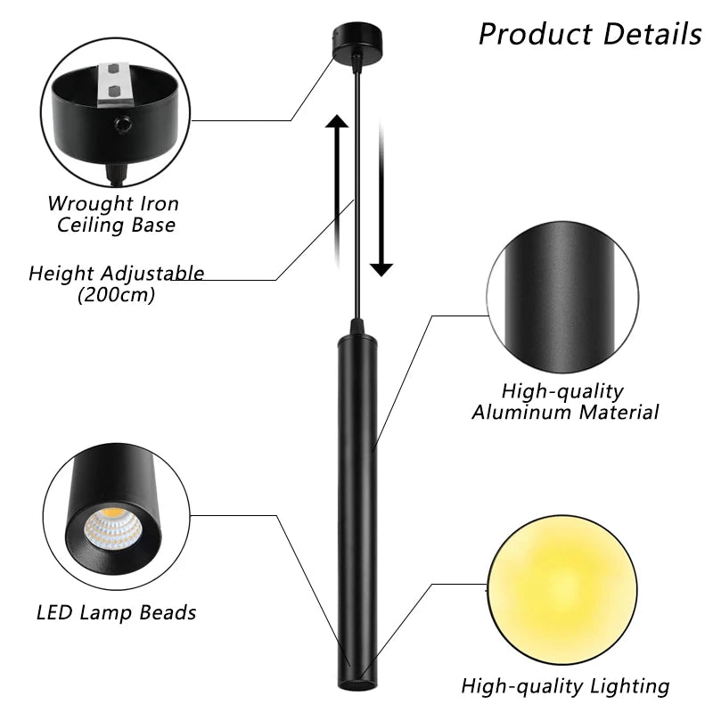 Modern Nordic Led Pendant Lamp Double head Pendant Light Dining Room 2m Hanging Lamp Pipe Decora Cylinder Pipe Line chandelier Mount Kitchen