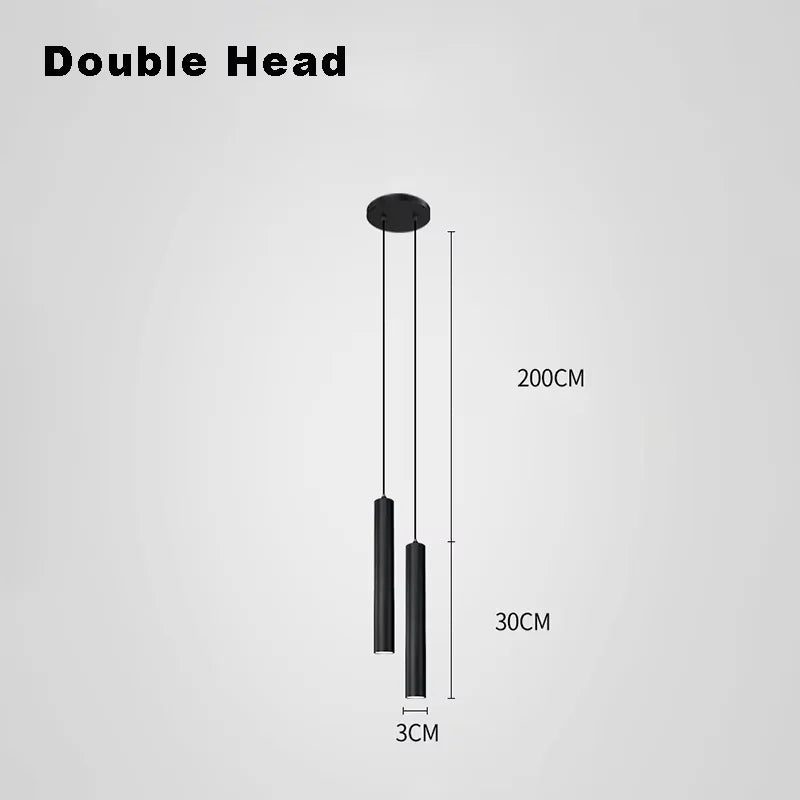 Modern Nordic Led Pendant Lamp Double head Pendant Light Dining Room 2m Hanging Lamp Pipe Decora Cylinder Pipe Line chandelier Mount Kitchen