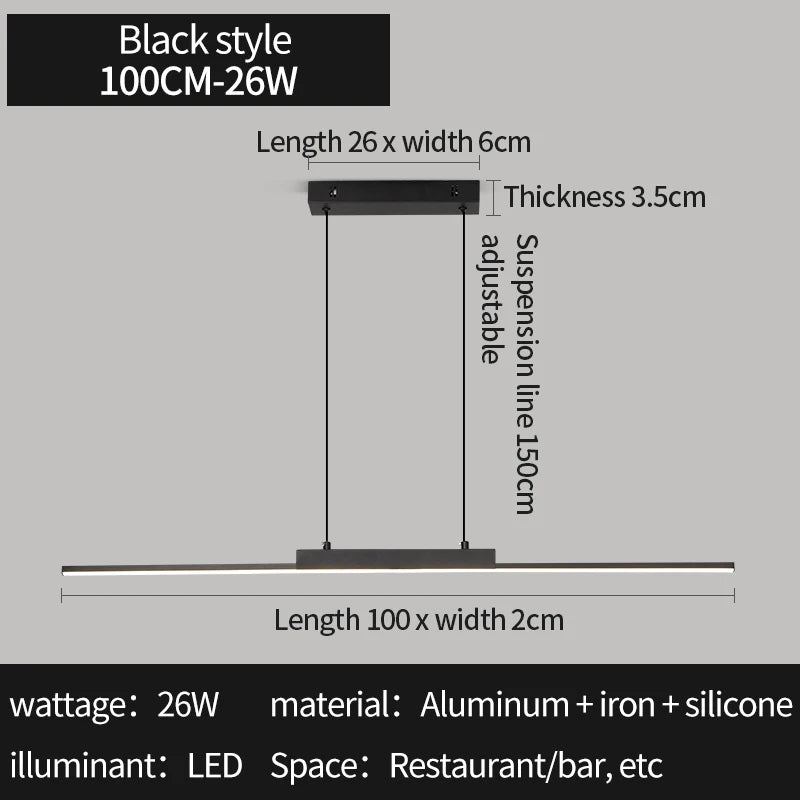 Pendant Strip Lights Modern Simple Dining Room Lights For Kitchen Long Chandelier Living Room Pendant Lamp Home Decoration Lighting
