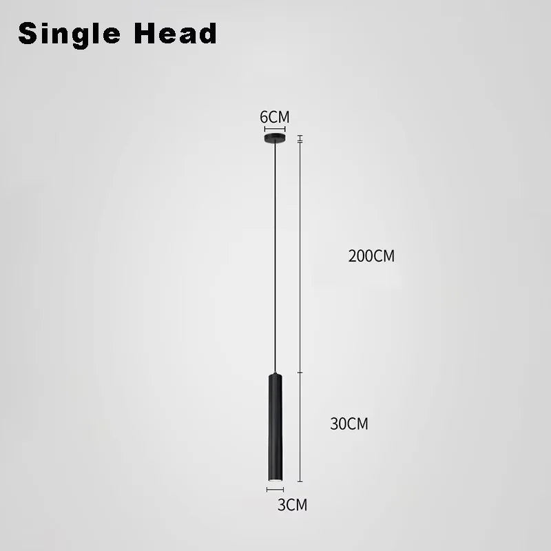 Modern Nordic Led Pendant Lamp Double head Pendant Light Dining Room 2m Hanging Lamp Pipe Decora Cylinder Pipe Line chandelier Mount Kitchen