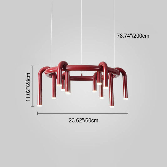 Modern Mid-Century Iron Geometric Line Combination LED Chandelier For Living Room