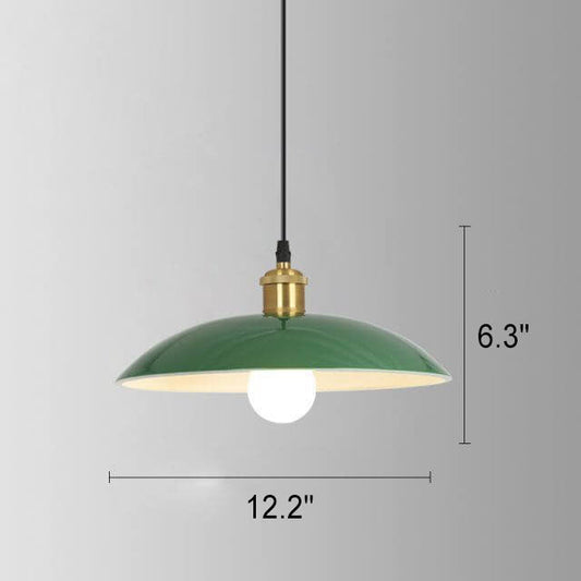 Industrial Vintage Green Iron Dome Cone 1-Light Pendant Light