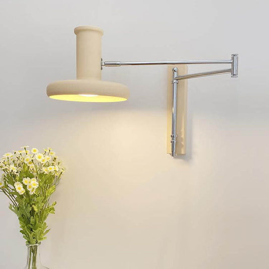 Nordic Minimalist  Beige Swing Arm 1-Light Wall Sconce Lamp