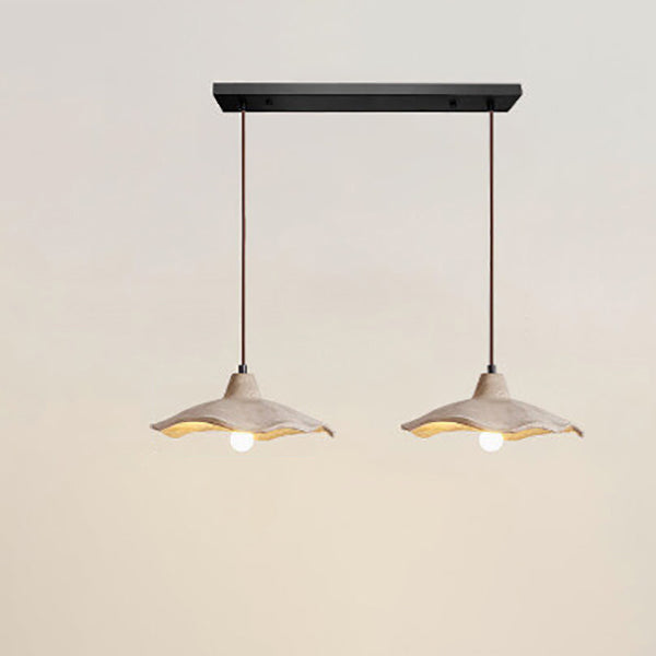 Japanese Vintage Flower Shape Lampshade Cement 1/2/3-Light Island Light Chandelier