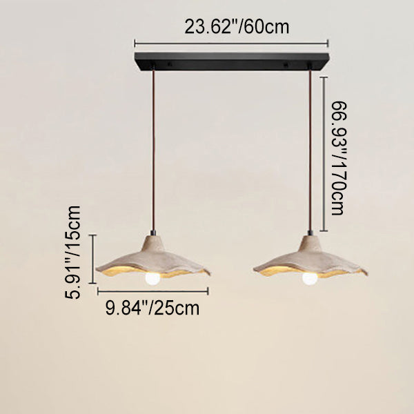 Japanese Vintage Flower Shape Lampshade Cement 1/2/3-Light Island Light Chandelier