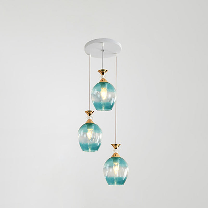 Nordic Gradient Glass Orb 1/3 Light Chandelier