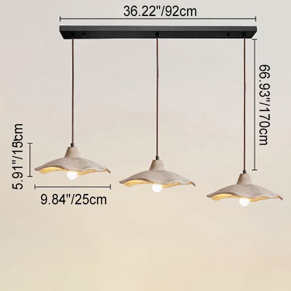 Japanese Vintage Flower Shape Lampshade Cement 1/2/3-Light Island Light Chandelier