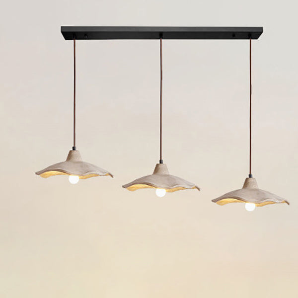 Japanese Vintage Flower Shape Lampshade Cement 1/2/3-Light Island Light Chandelier