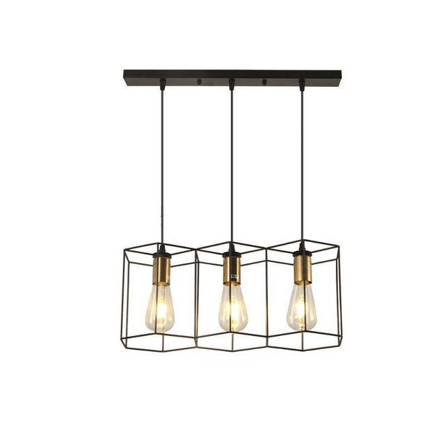 Industrial Vintage Geometric Frame Iron 3/5 Light Island Light Chandelier