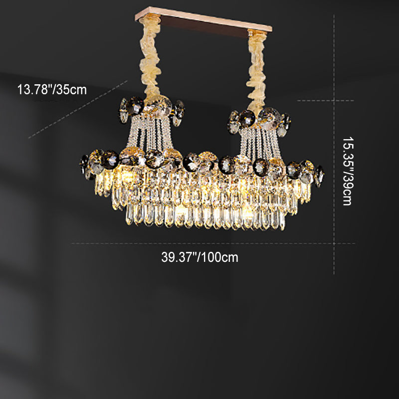 Contemporary Luxury Half Round Ball Crystal Iron 8/10/11/14/17/24 Light Chandelier For Living Room