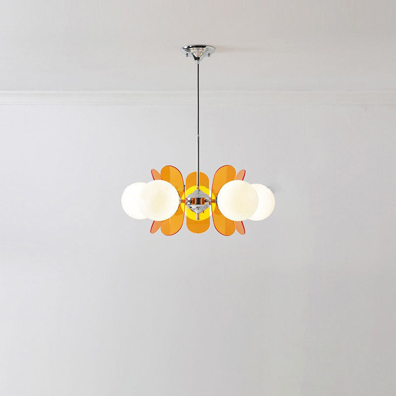 Modern Mid-Century Acrylic Magic Bean Glass Shade 3/5/6/8-Light Chandelier For Living Room