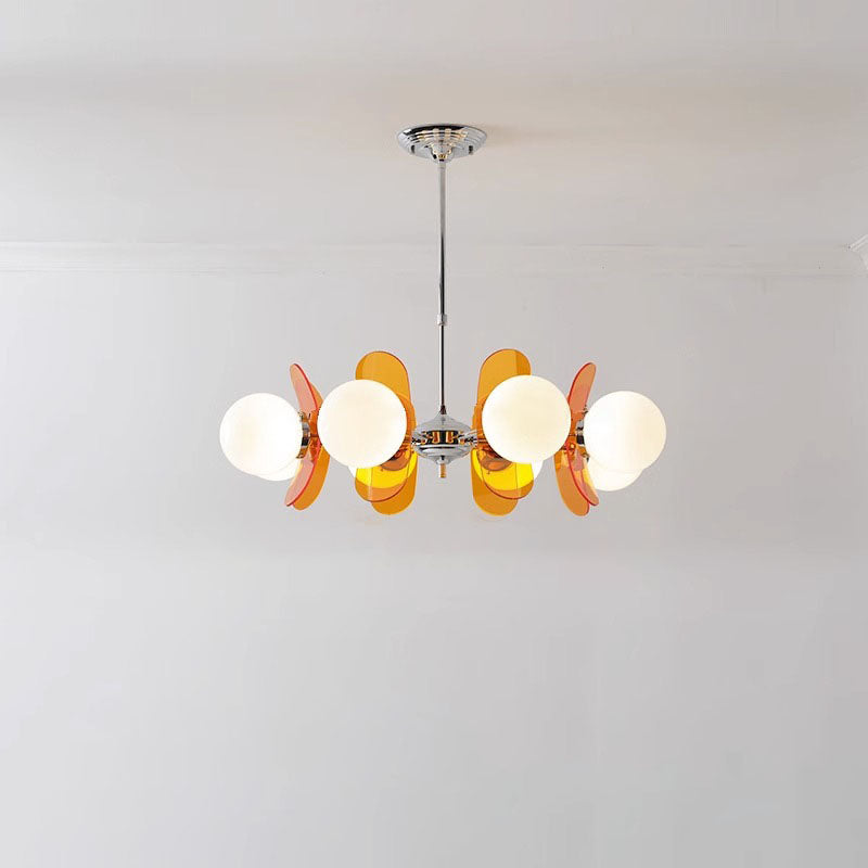Modern Mid-Century Acrylic Magic Bean Glass Shade 3/5/6/8-Light Chandelier For Living Room