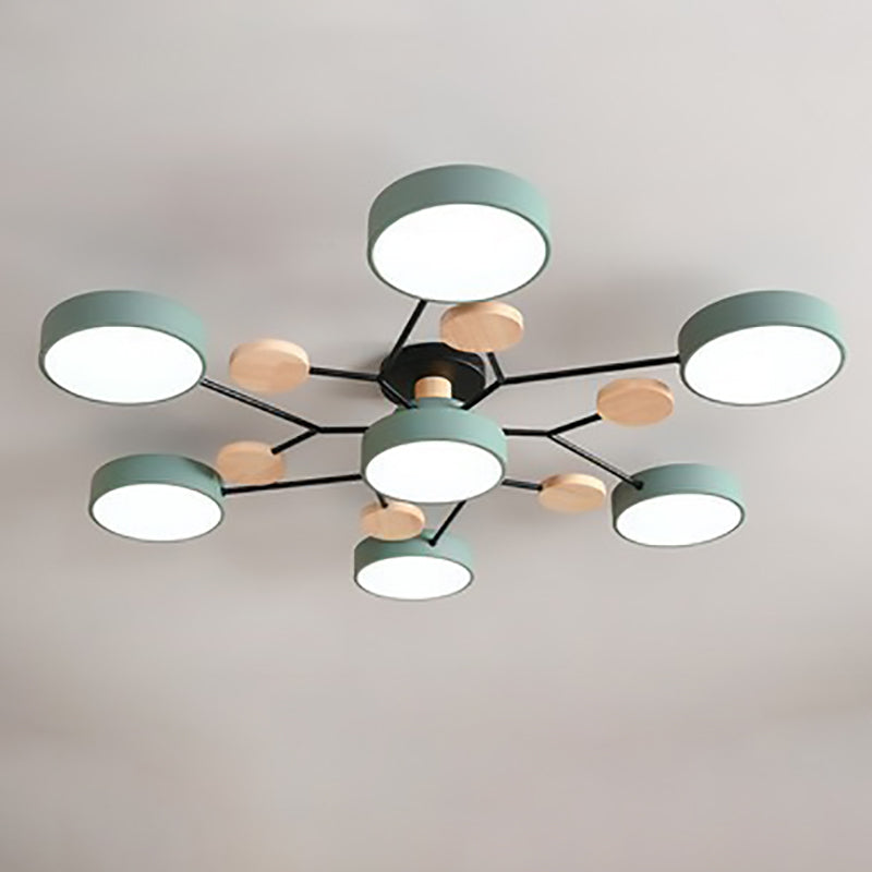 Contemporary Scandinavian Round Molecule Branch Design LED Semi-Flush Mount Ceiling Light For Living Room