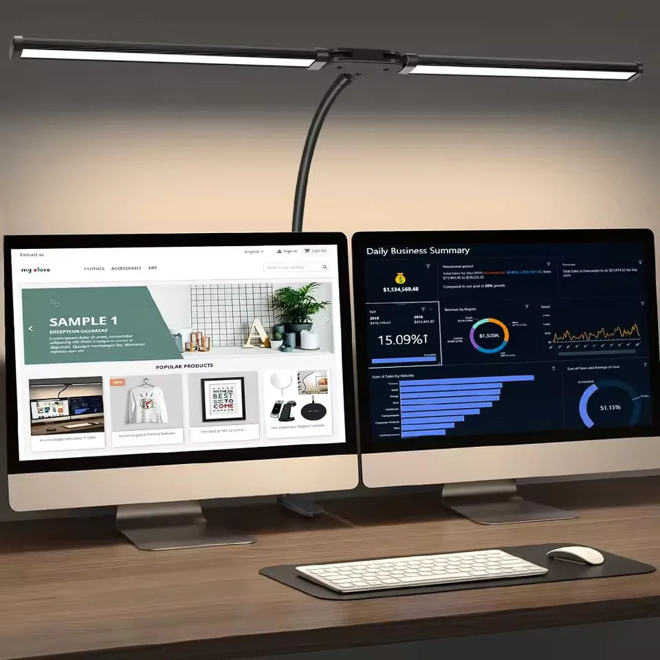Single Double Triple Head LED Clip Desk Lamp Dimmable USB Eye-Caring Architect Table Studio Recording Lamp Computer Monitor Light for Office