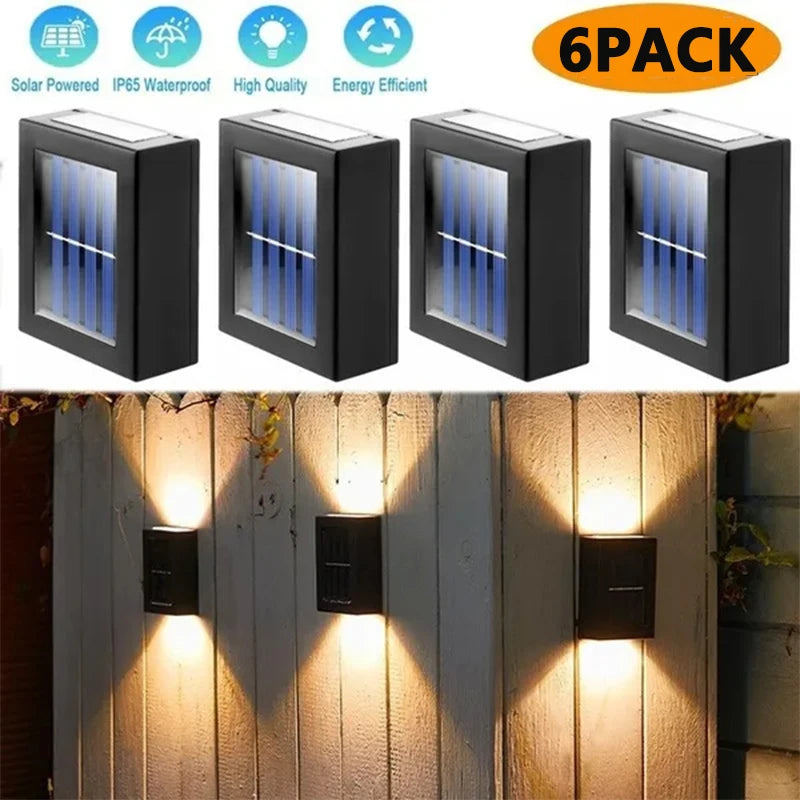 Outdoor Solar Up Down Wall Light Waterproof LED Solar Powered Exterior Wall Lamp for Garden Patio Porch Fence