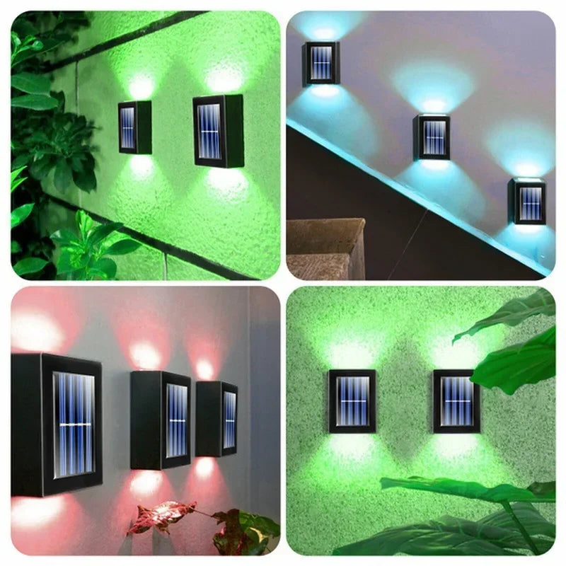 Outdoor Solar Up Down Wall Light Waterproof LED Solar Powered Exterior Wall Lamp for Garden Patio Porch Fence