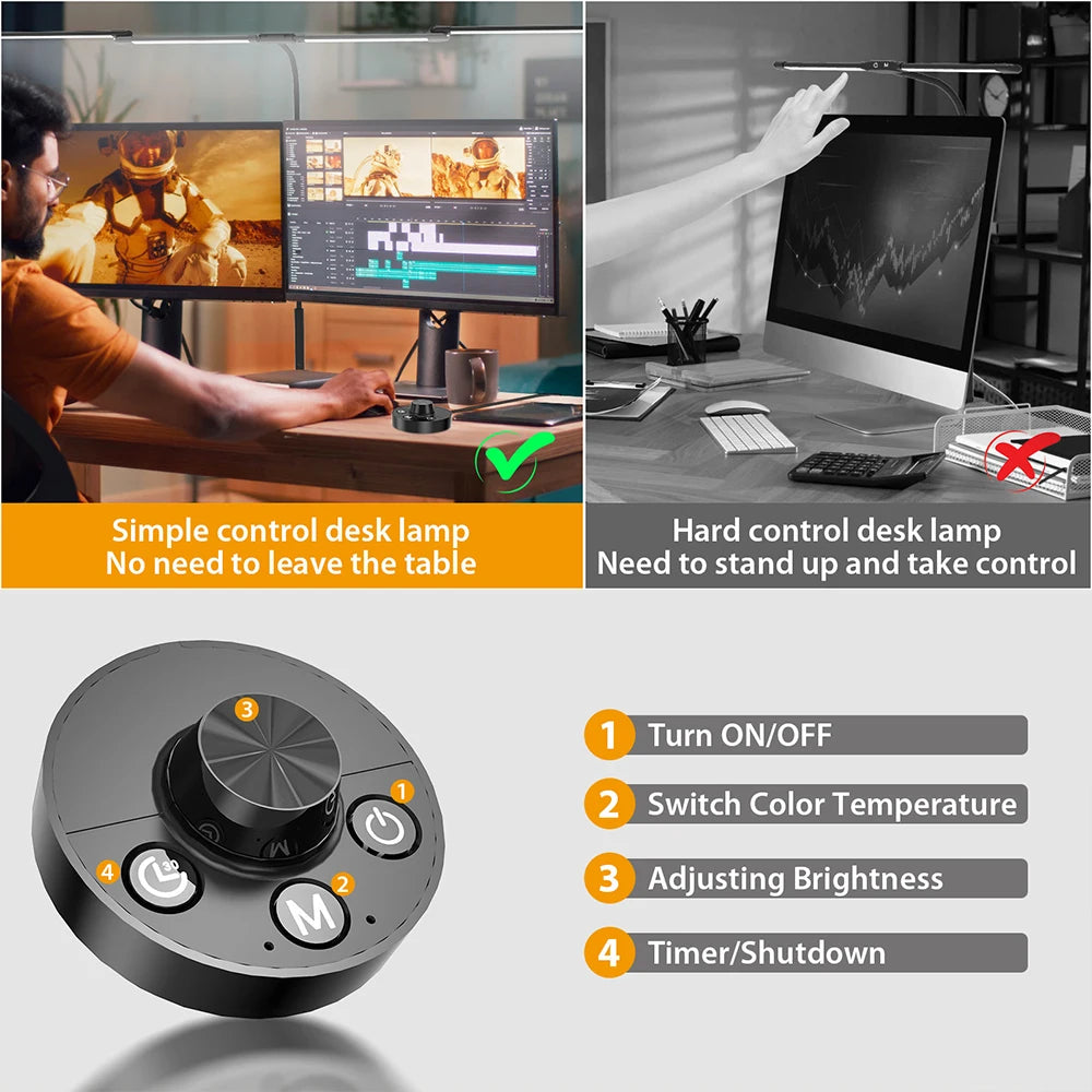 LED Ultra Bright Desk Lamp Dimmable Clip-On Light Flexible Gooseneck Clamp Lamp Office Recording Studio Task Lighting