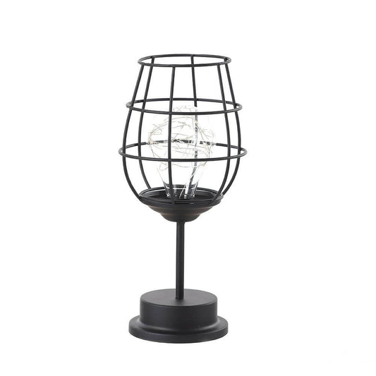Retro Wrought Iron Wine Bottle Night Light Table Lamp